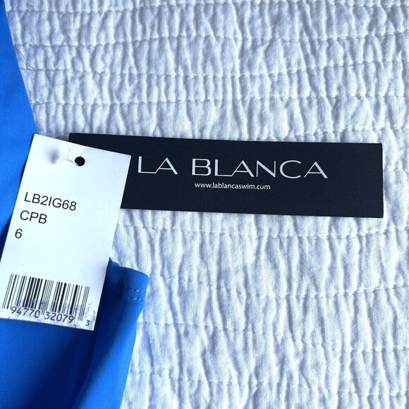 La Blanca Twist Front Tankini Swimsuit TOP SZ 6 Blue Tie Back NEW - Picture 6 of 12